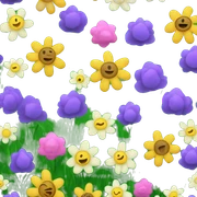 Blooming flowers and fresh green grass representing spring. sticker