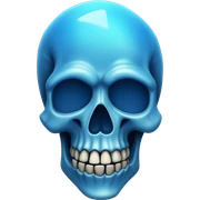 Blue transparent skull with blue flames sticker