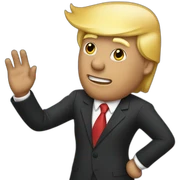 Donald Trump in suit waving sticker