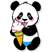Panda eating ice cream sticker