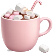 Light Pink mug of hot chocolate with marshmallows  sticker