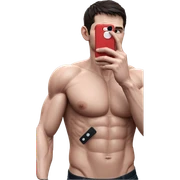 muscular guy taking selfie sticker