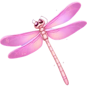 Dragonfly "A pastel pink dragonfly with glowing, translucent wings, intricate sparkling patterns, and a magical light trail as it flies." sticker