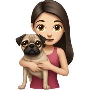 Brunette girl with a Pug  sticker