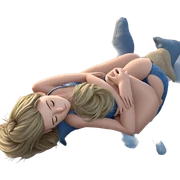 sleeping girl in denim shorts sticker