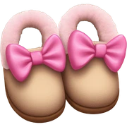 Brown house shoes with pink bows to the side and fluffy inside sticker