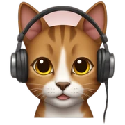 Brown cat wearing headphones sticker