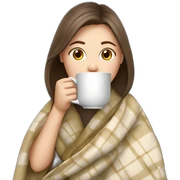 White Girl drinking tea with blanket on sticker