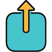 Apple-style iOS share button, rounded square with arrow pointing outward, minimalist design sticker