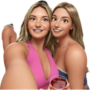 smiling girls enjoying drinks sticker
