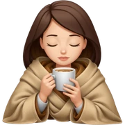 girl inside a blanket sipping coffee eyes closed sticker