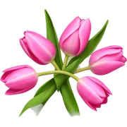 Pink tulips with a bow sticker