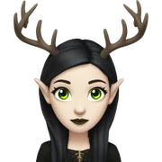 Gothic woman with pale skin, green eyes, dark dread, eyeliner, deer ears and antlers  sticker