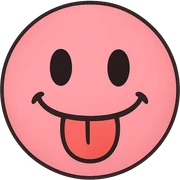pink face with tongue out emoji, digital illustration sticker