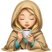 Light girl inside a blanket sipping coffee eyes closed sticker