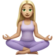 blonde long hair and green eyes yoga girl in light purple clothes sitting sticker