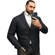 mature male holding phone selfie sticker
