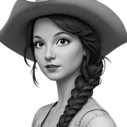 monochrome girl in cowboy hat sticker