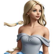 blonde girl in blue dress sticker