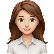 girl with flowing brown hair, white shirt, long eyelashes, pretty face sticker