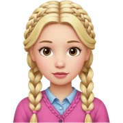 blonde girl, braided hair, pink cheeks sticker