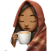 girl inside a blanket sipping coffee eyes closed sticker