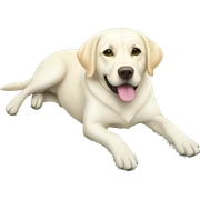 white labrador is laying on grass sticker