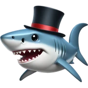 Shark with a top hat sticker