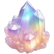 glossy Pastel whitish iridescent glass rainbow crystal cluster sticker
