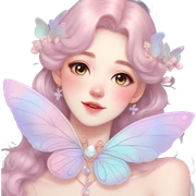 Gorgeous pastel anime style lady with blushing face and butterfly wings necklace cottagecore fairycore pastelcore colorful pearly romantic simplistic aesthetic trending style sticker