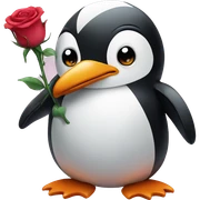 penguin with rose sticker