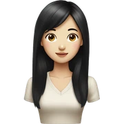 asian girl long black hair sticker