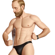 boy in underwear with beard sticker
