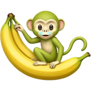 Green monkey inside a banana sticker