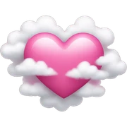 pink heart + cloud sticker