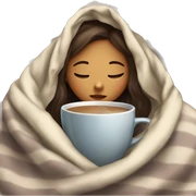 girl inside a blanket sipping coffee eyes closed sticker