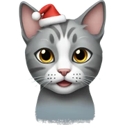 Gray Christmas cat sticker