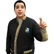 boy with black hair indoors sticker