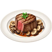 Plate of filet mignon and mushrooms  sticker