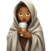 girl inside a blanket sipping coffee eyes closed sticker