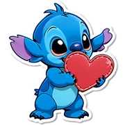 Stitch giving a kiss with a heart sticker