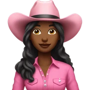 Pretty black cowgirl long hair wearing pink gallon hat sticker