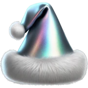 Isolated realistic silver holographic metallic Santa hat with fur. sticker