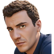 realistic male portrait with focus sticker