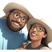 smiling couple outdoors in sunlight sticker