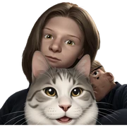 boy with cat indoors sticker
