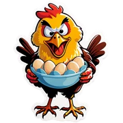 Mad chicken with eggs sticker