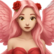 big wings, rose, Beautiful, fairy, red, long hair sticker