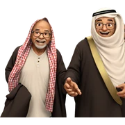 smiling old man with boys sticker