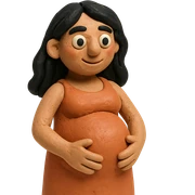 claymation style pregnant woman with black hair sticker